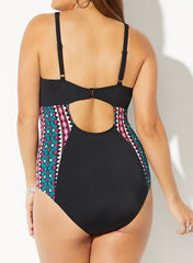 Black Deep V-Neck One Piece Swimsuit