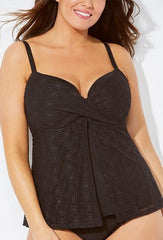 Black Faux Flyaway Underwire Tankini Set